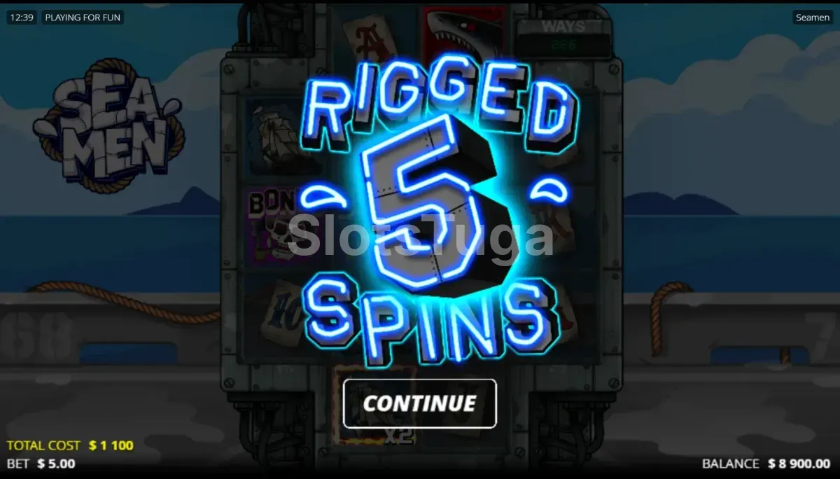 Rodadas de free spins ativas na slot Seamen com multiplicadores acumulados