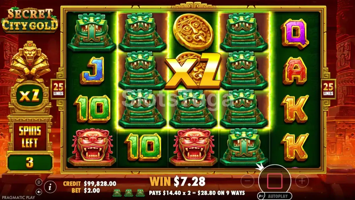 Rodada de giros grátis do Secret City Gold com multiplicador acumulado