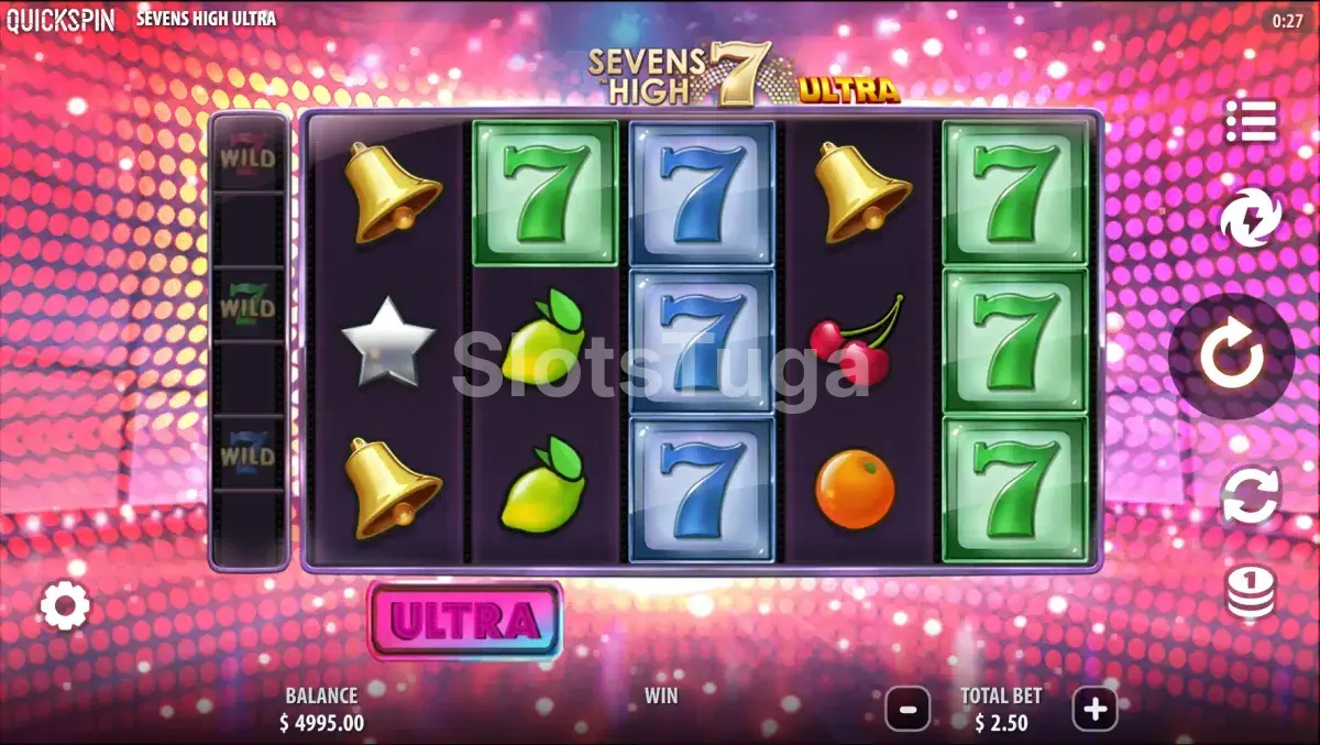 Rodada bônus em andamento no slot Sevens High Ultra
