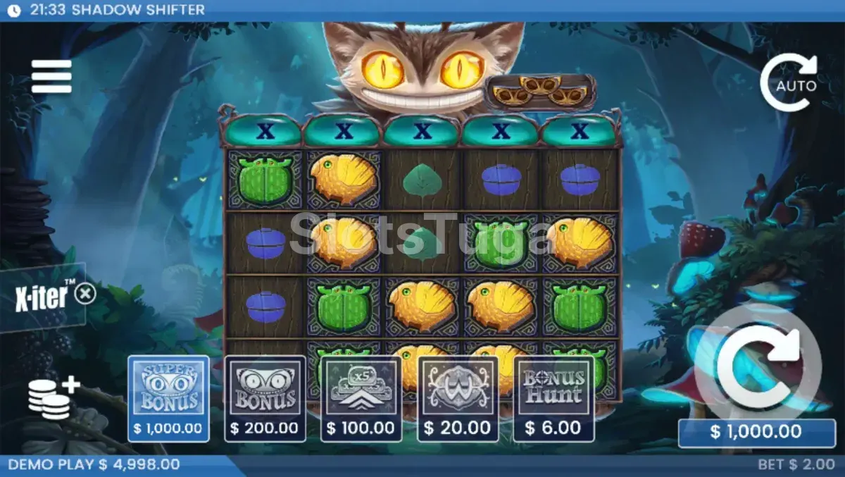 Menu de compra de bônus X-iter da Shadow Shifter com todas as opções disponíveis