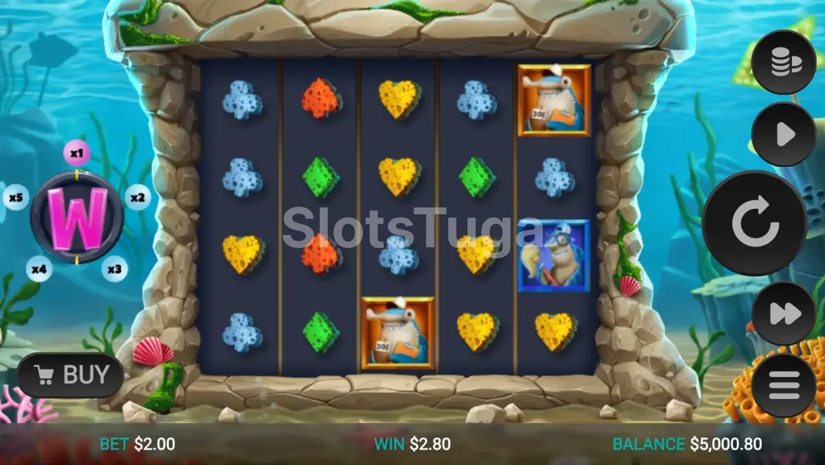 Jogo base da Shark Wash com tubarões no lava-rápido submarino