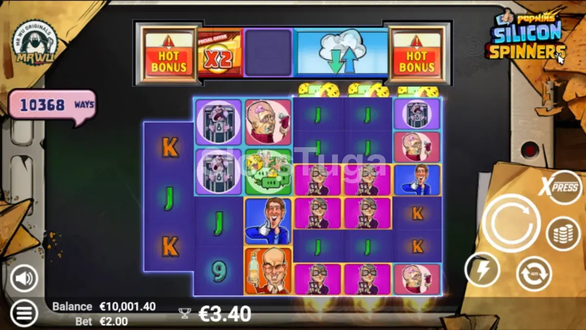 Jogo base da Silicon Spinners com rolos iluminados e temática tecnológica