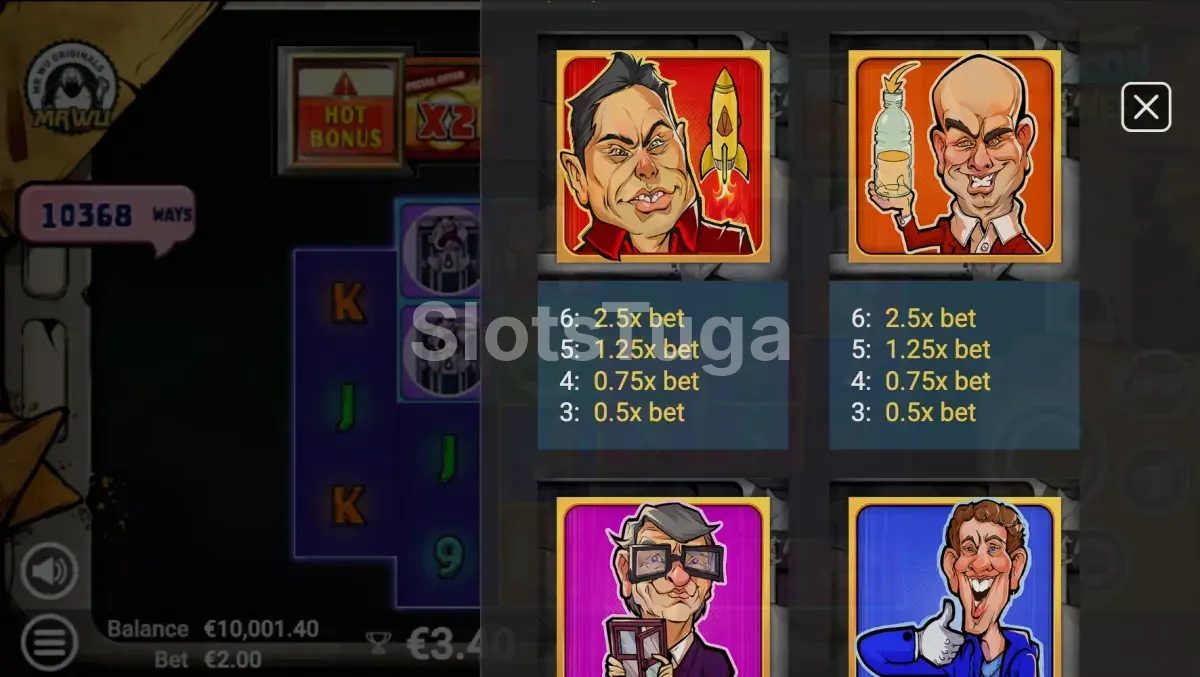 Tabela de pagamentos da Silicon Spinners mostrando símbolos e valores