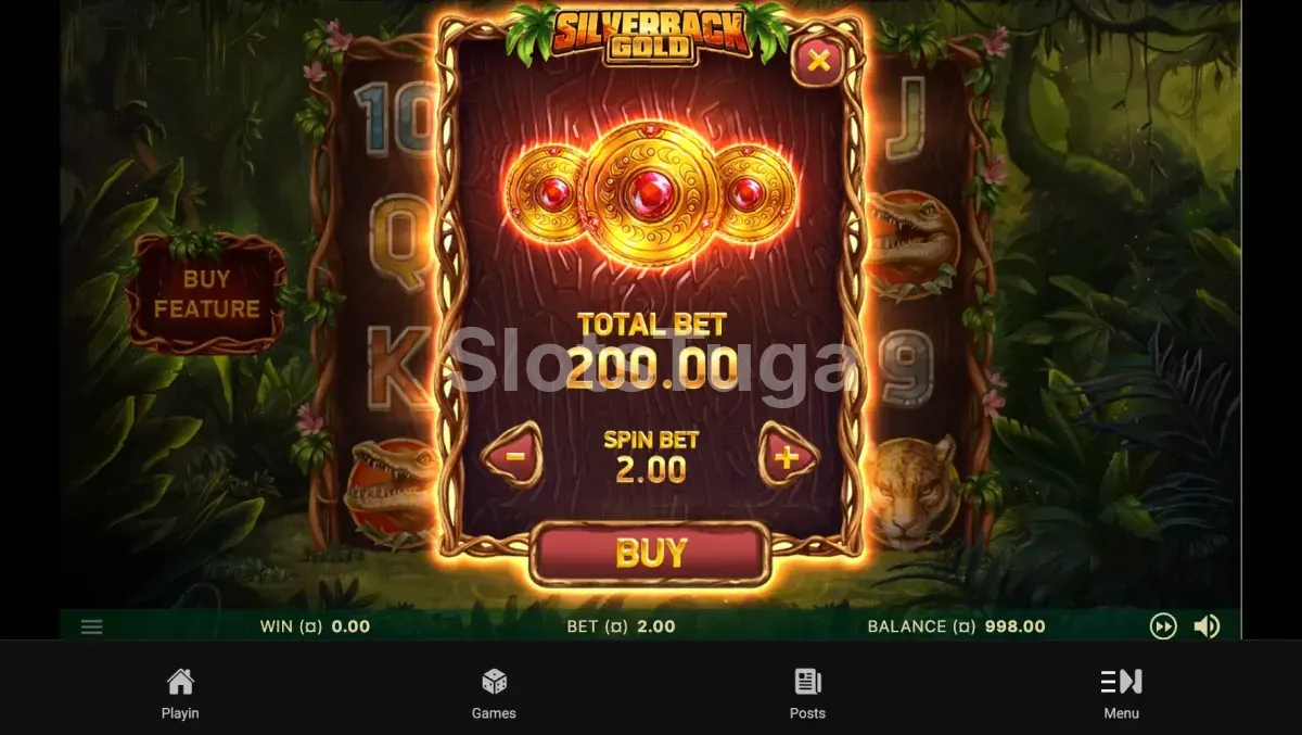 Tela de compra de bônus do Silverback Gold da NetEnt