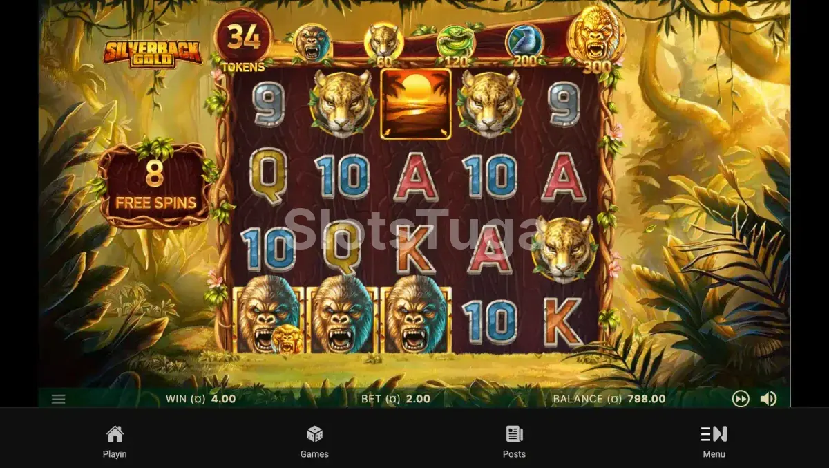 Giros grátis do Silverback Gold com símbolos evoluídos