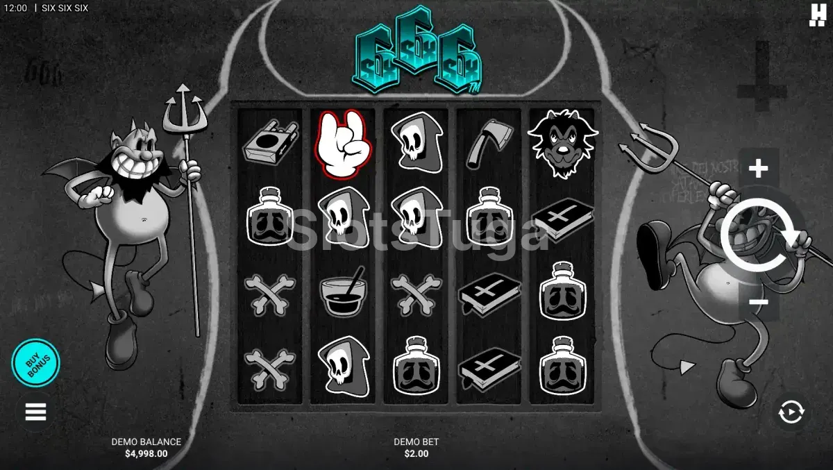 Jogo base da slot SixSixSix com tema infernal