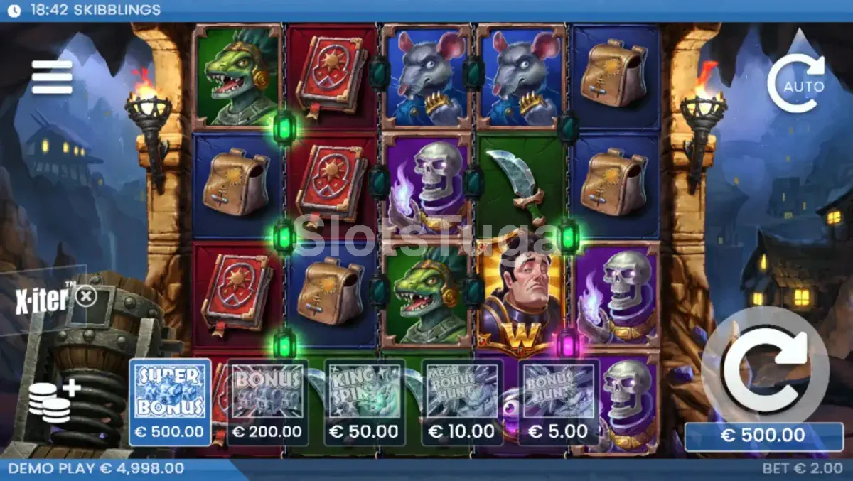 Menu de Bonus Buy do X-iter na Skibblings