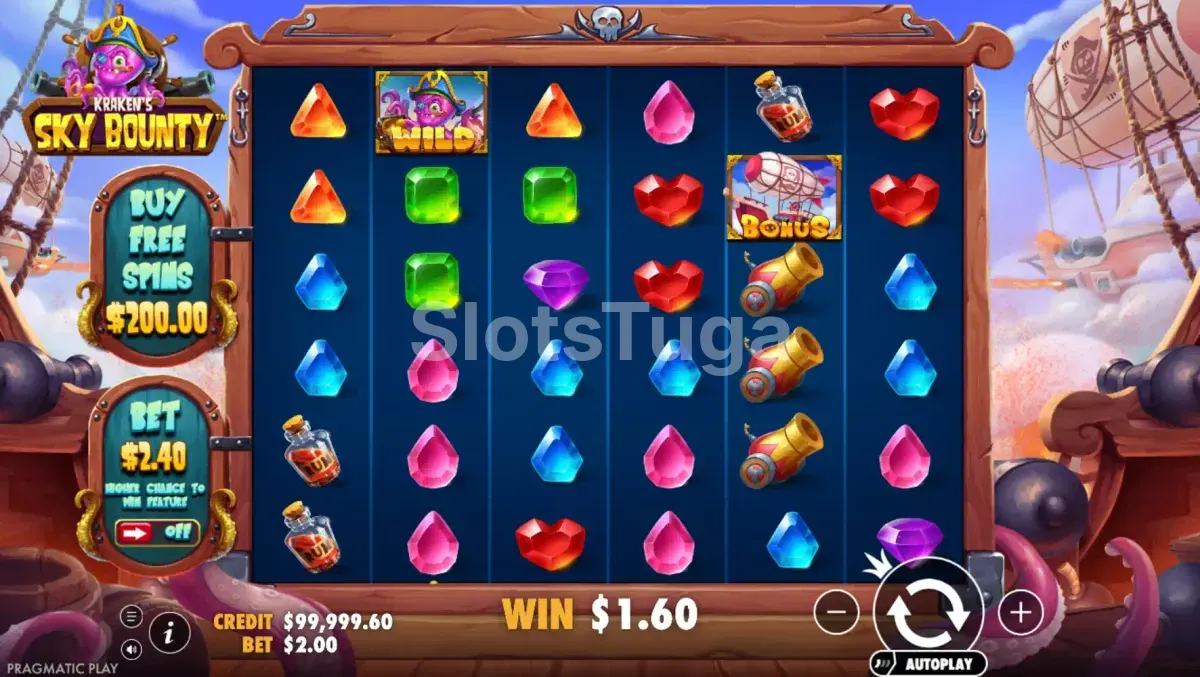 Jogo base da Sky Bounty com os rouleaux em ação