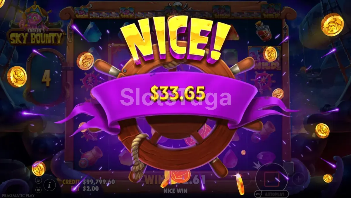 Tela de grande vitória na Sky Bounty com multiplicador alto