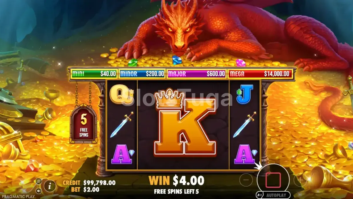 Free spins da Sleeping Dragon com símbolos gigantes nos rolos centrais