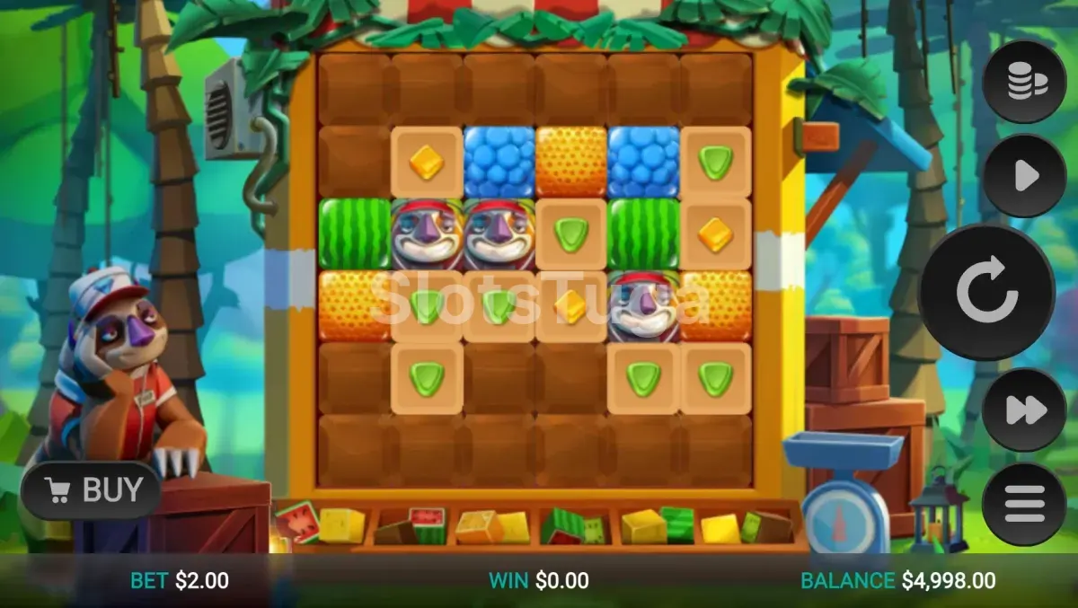Jogo base da Sloth Tumble com grade 6x6 e bloqueadores de madeira