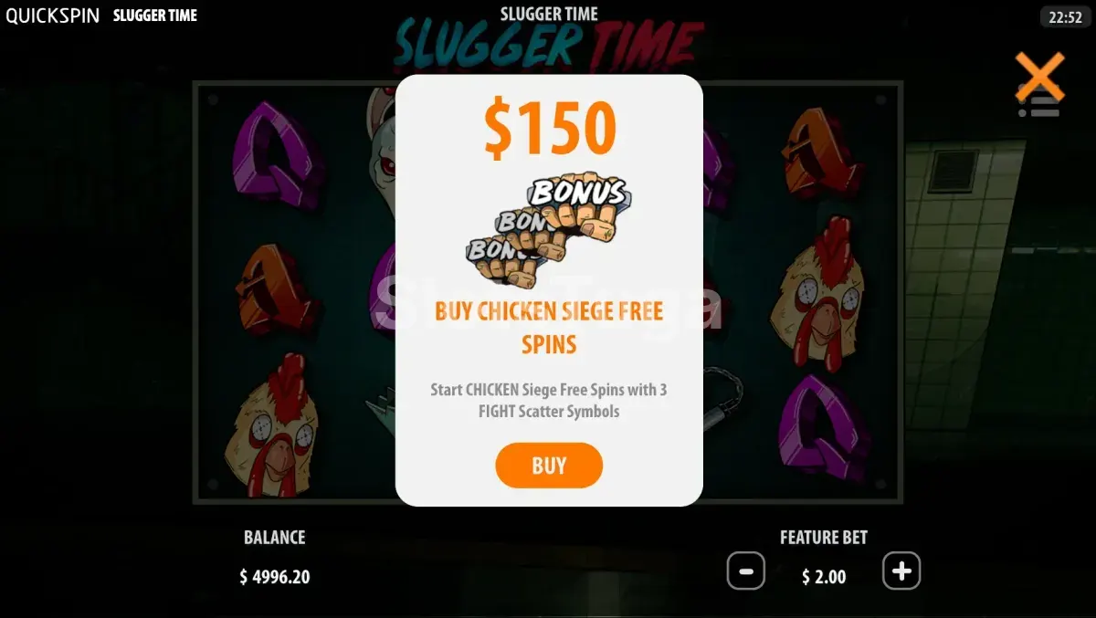 Opção de compra de bônus no Slugger Time Quickspin