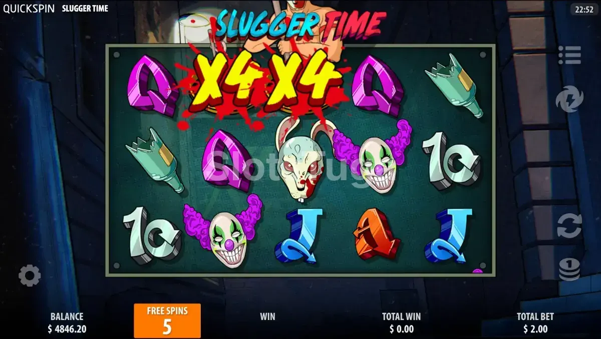 Free spins ativados no Slugger Time com wilds multiplicadores