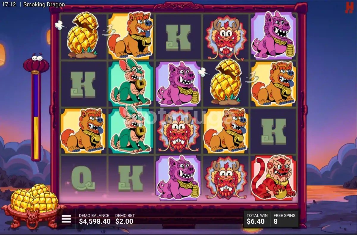 Rodadas grátis ativadas no slot Smoking Dragon com multiplicadores
