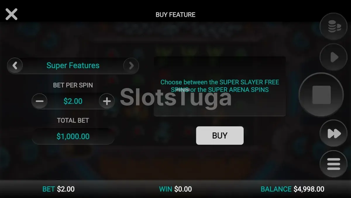 Tela de compra de bônus do Snake Arena 2