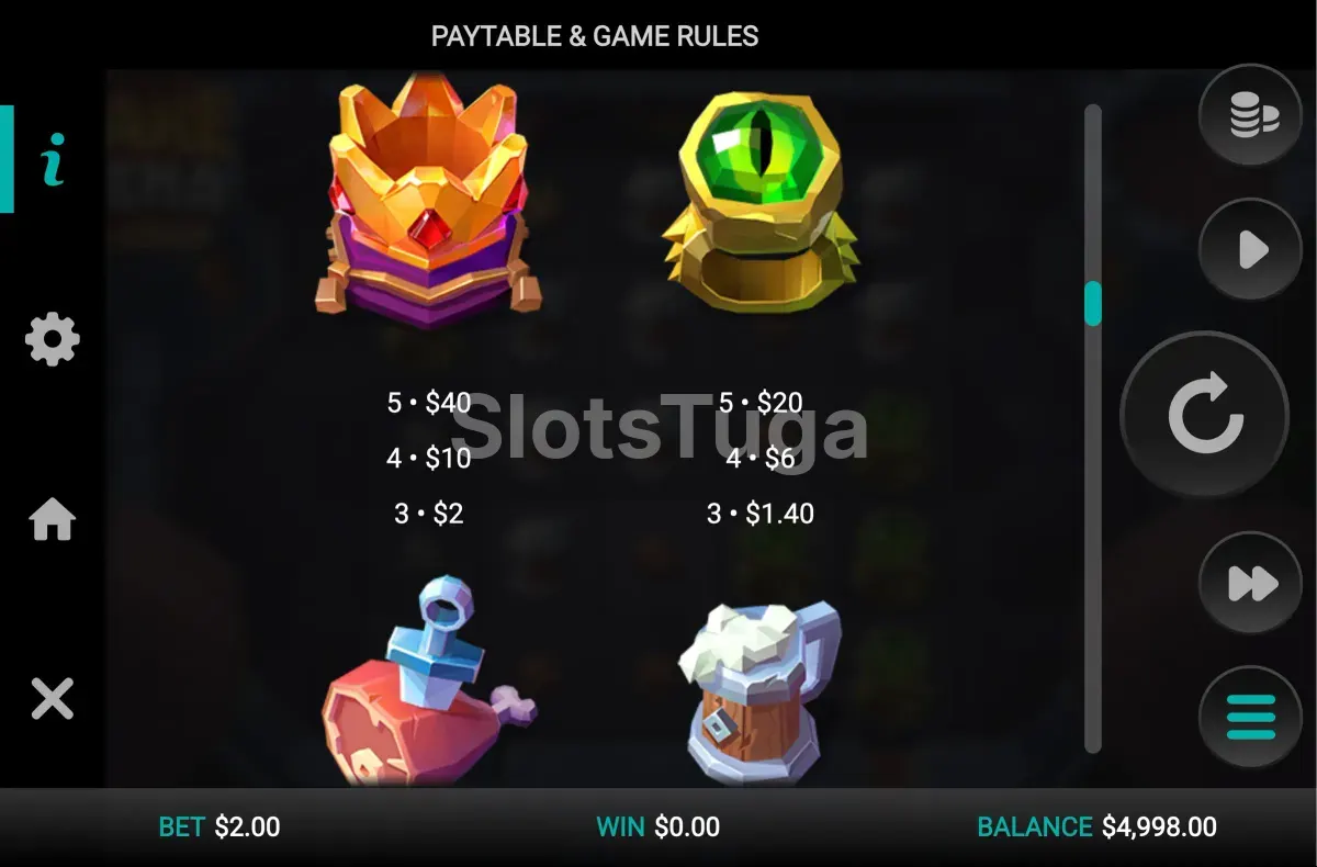 Tabela de pagamentos da Snake Arena Dream Drop