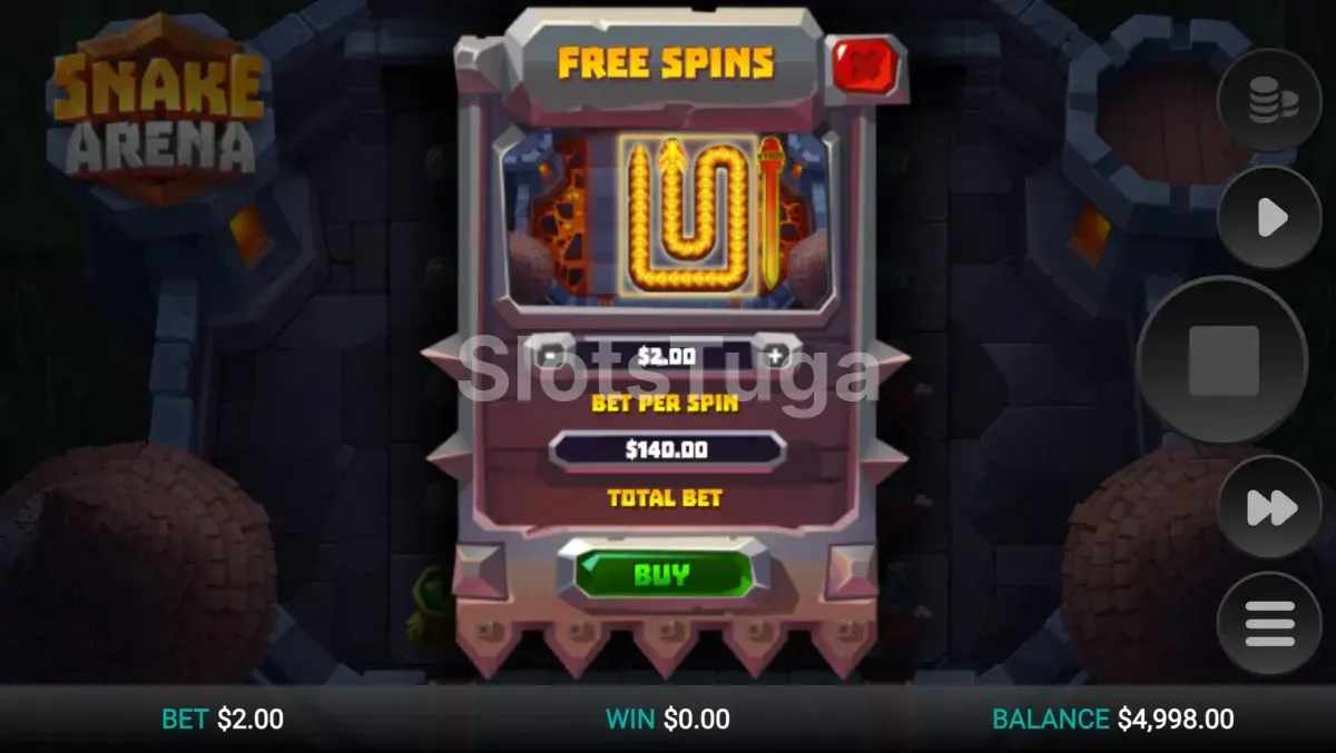 Opção de compra de bônus na Snake Arena com preço indicado