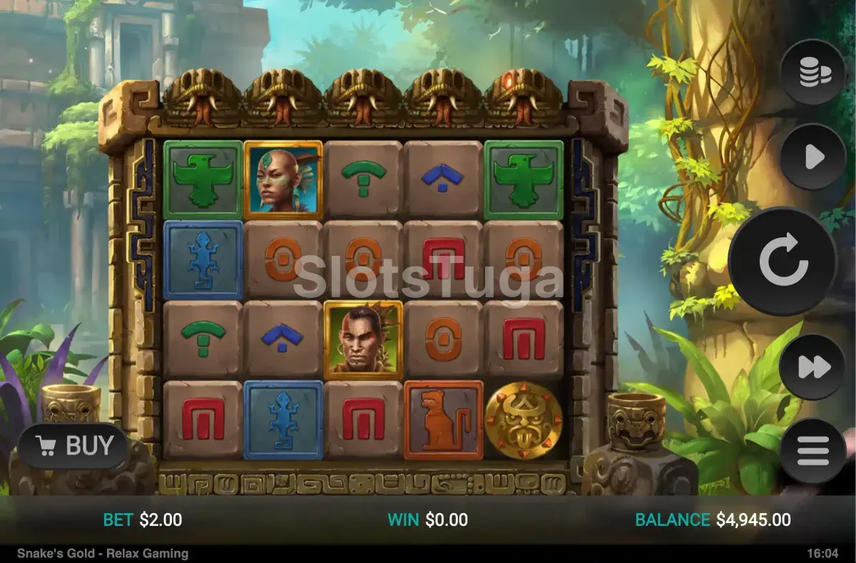 Tela principal do jogo Snake's Gold Dream Drop com os rouleaux e símbolos dourados