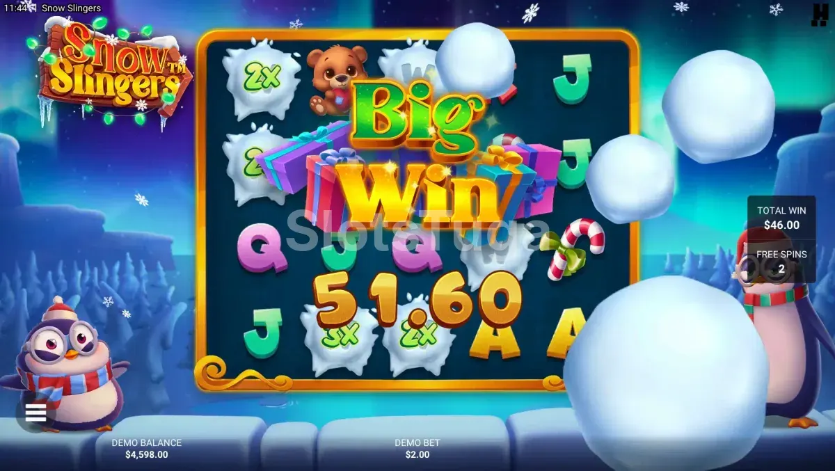 Big win explosivo no slot Snow Slingers com multiplicadores empilhados