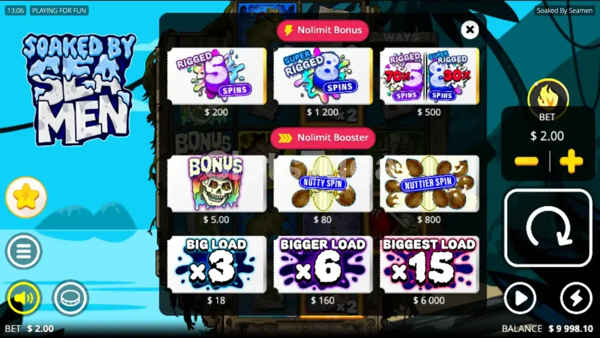 Tela de compra de bônus da slot Soaked by Seamen