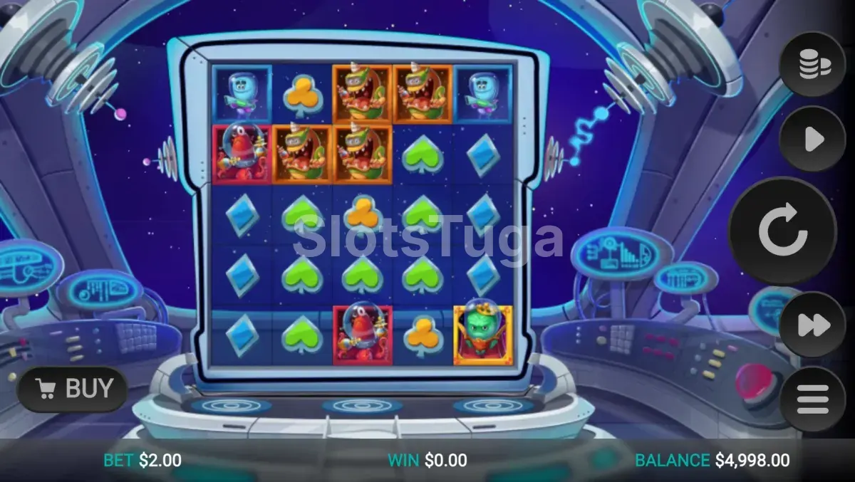 Tela principal do Space Attacks Dream Drop com nave espacial e grid 5x5