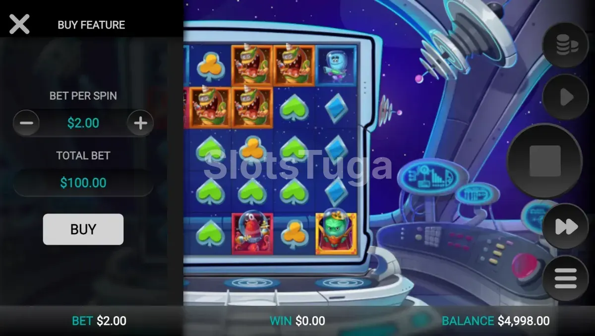 Tela de compra de bônus do Space Attacks Dream Drop