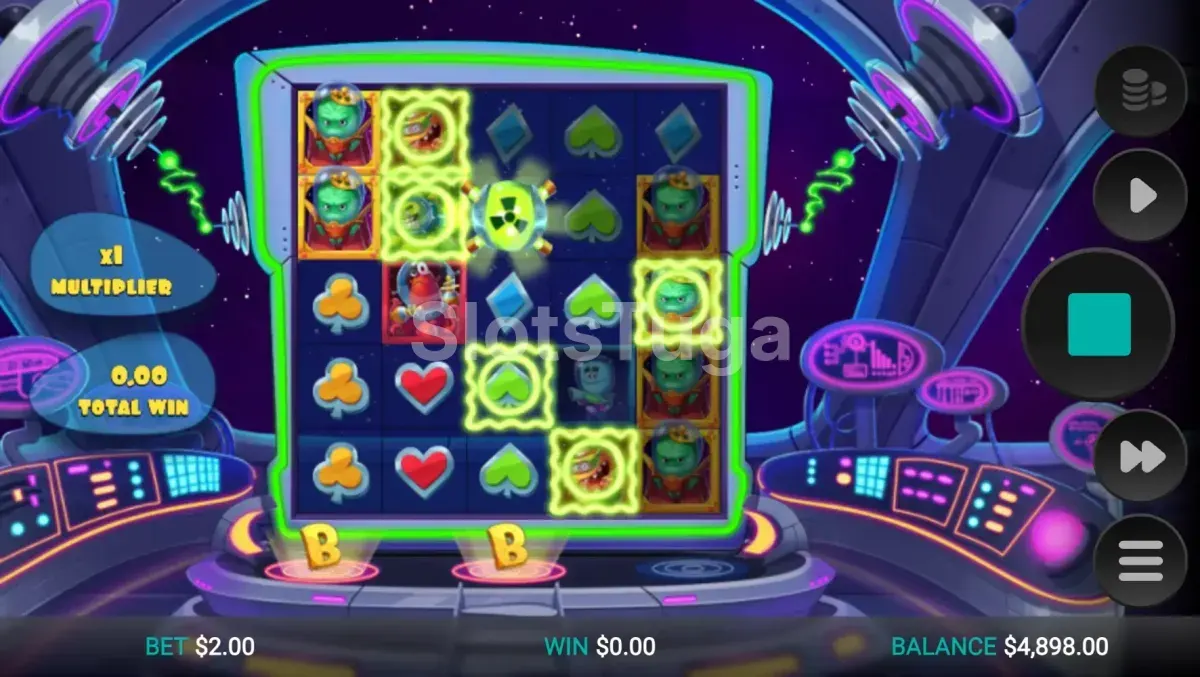 Rodada de free spins do Space Attacks Dream Drop com multiplicador ativo