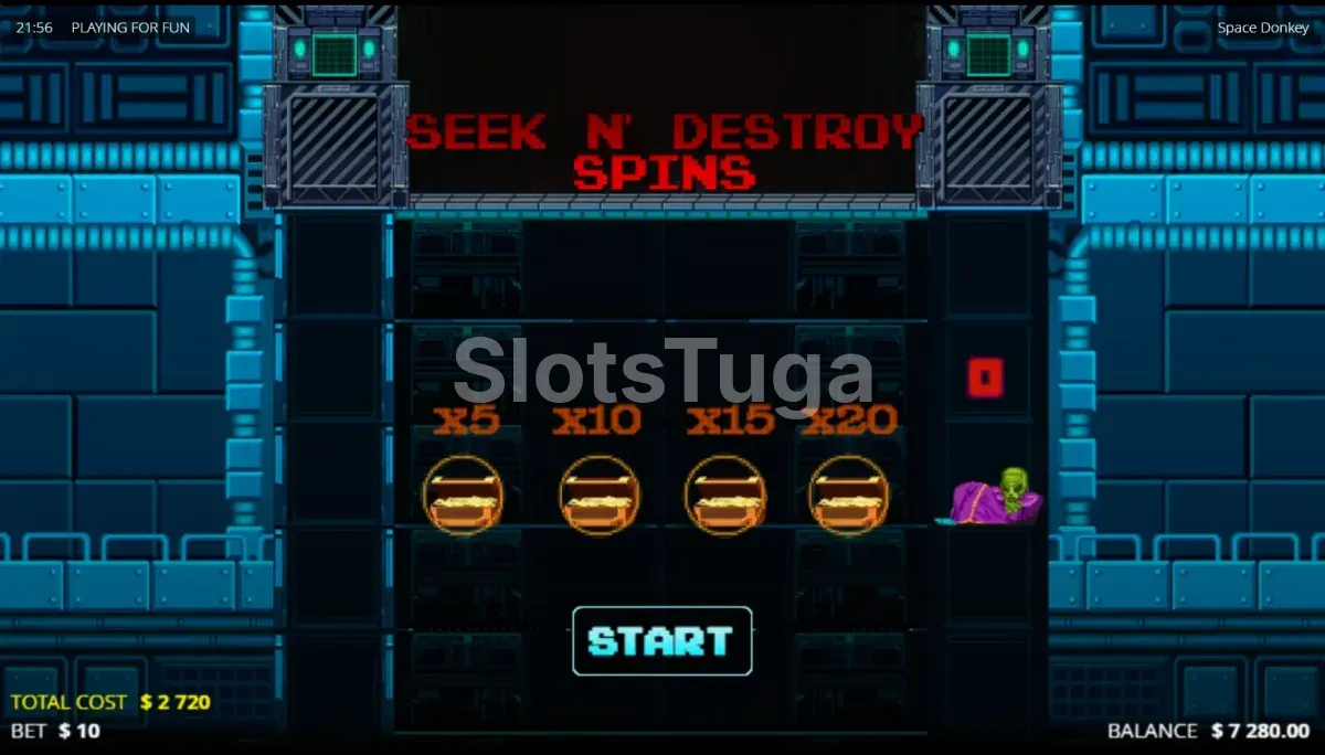 Rodadas grátis ativadas na slot Space Donkey com multiplicadores em ação