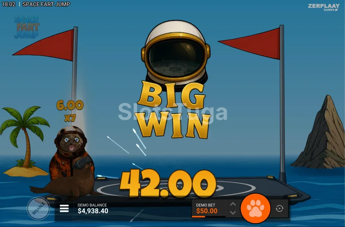 Ganho elevado apresentado no ecrã de Space Fart Jump