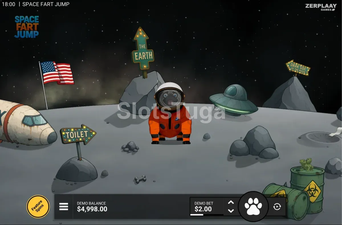 Jogo base de Space Fart Jump com o rolo único em destaque