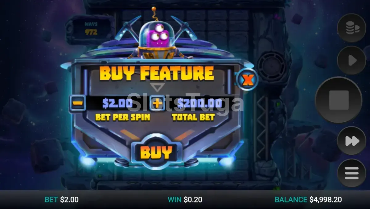 Opção de compra de bônus na slot Space Miners