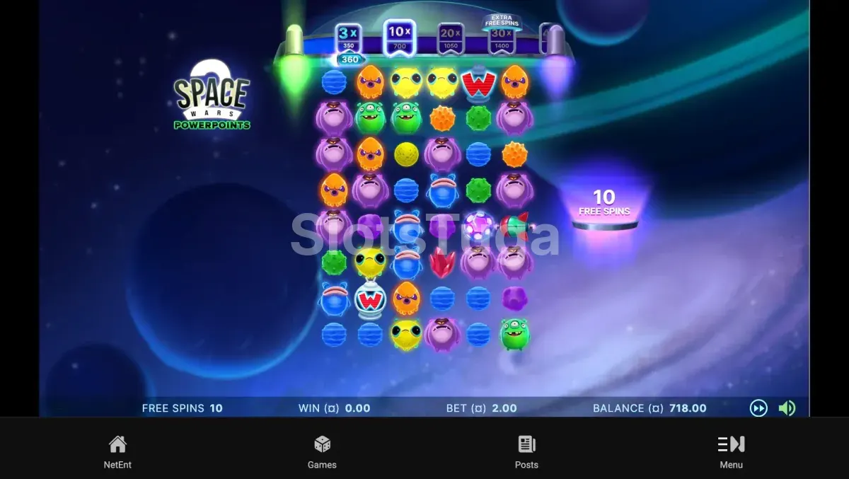 Rodadas grátis em ação na slot Space Wars 2 Powerpoints com multiplicadores ativos
