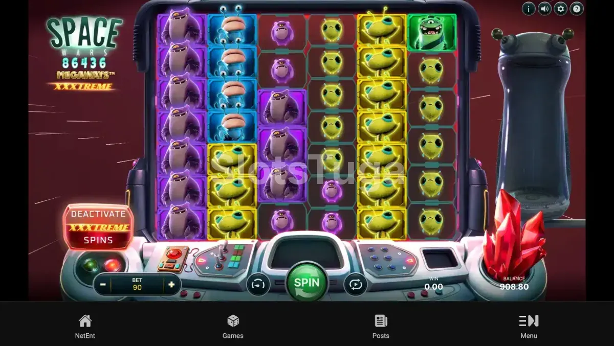 Modo de giros especiais em ação na Space Wars XXXtreme Megaways com máximo de Megaways