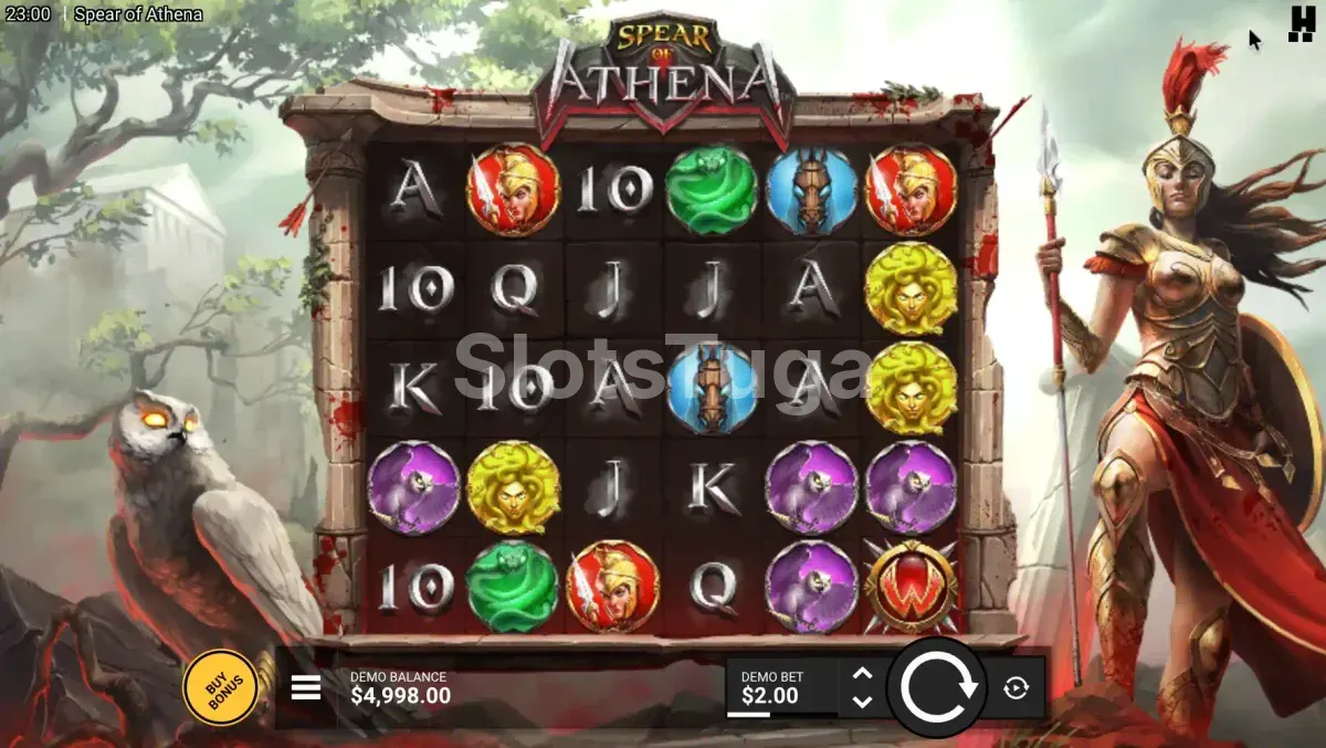 Tela principal do jogo Spear of Athena com os rouleaux em ação