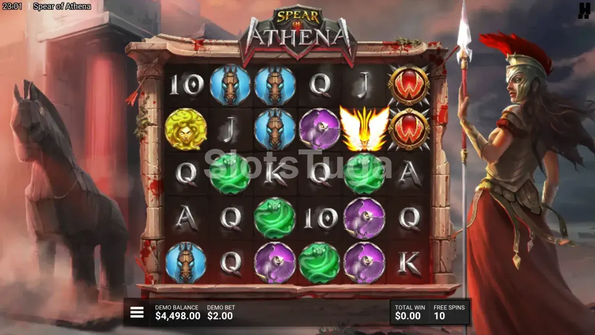 Rodadas grátis em andamento na slot Spear of Athena com multiplicadores ativos