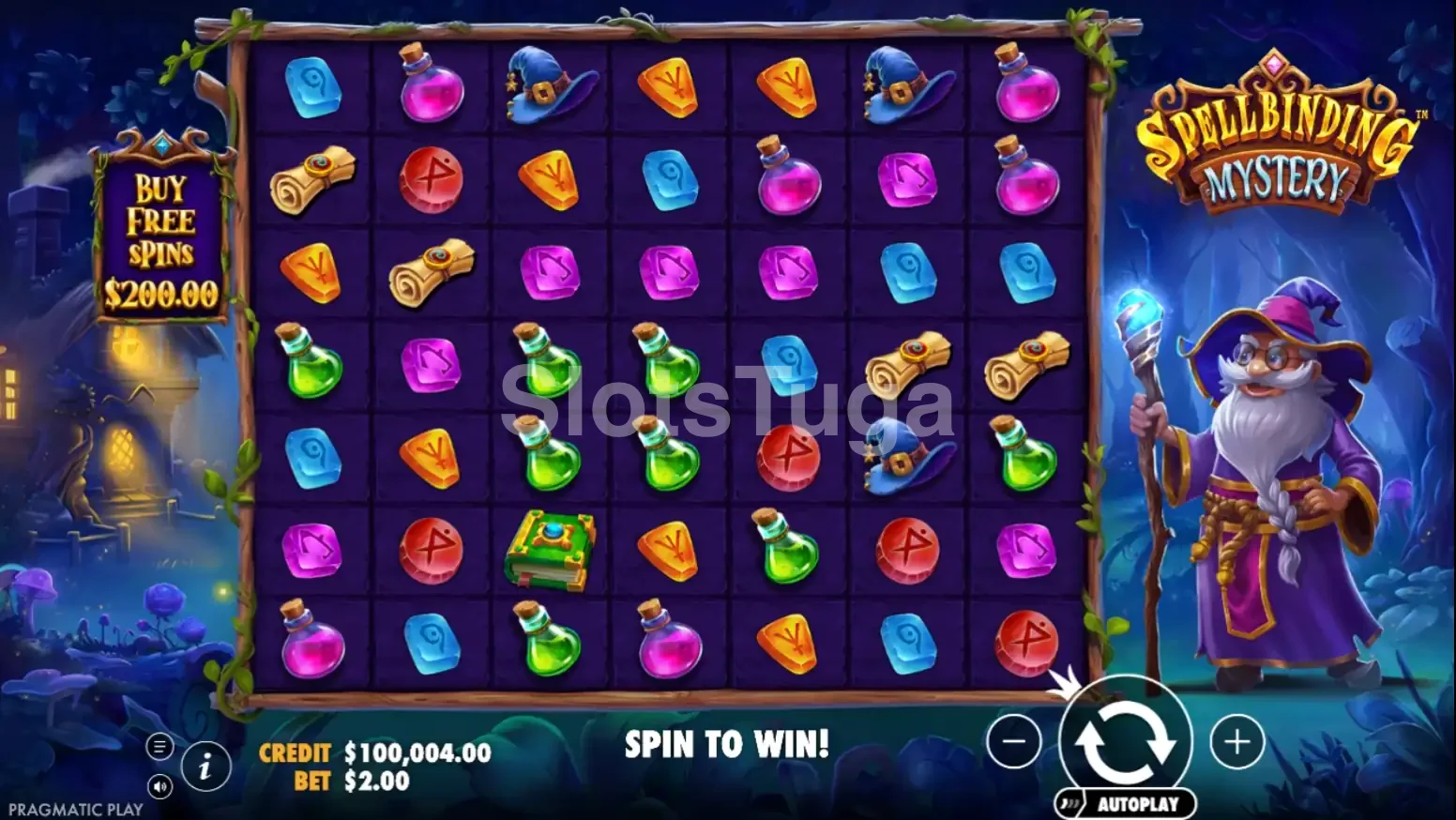 Jogo base da Spellbinding Mystery com grid 7x7 da Pragmatic Play