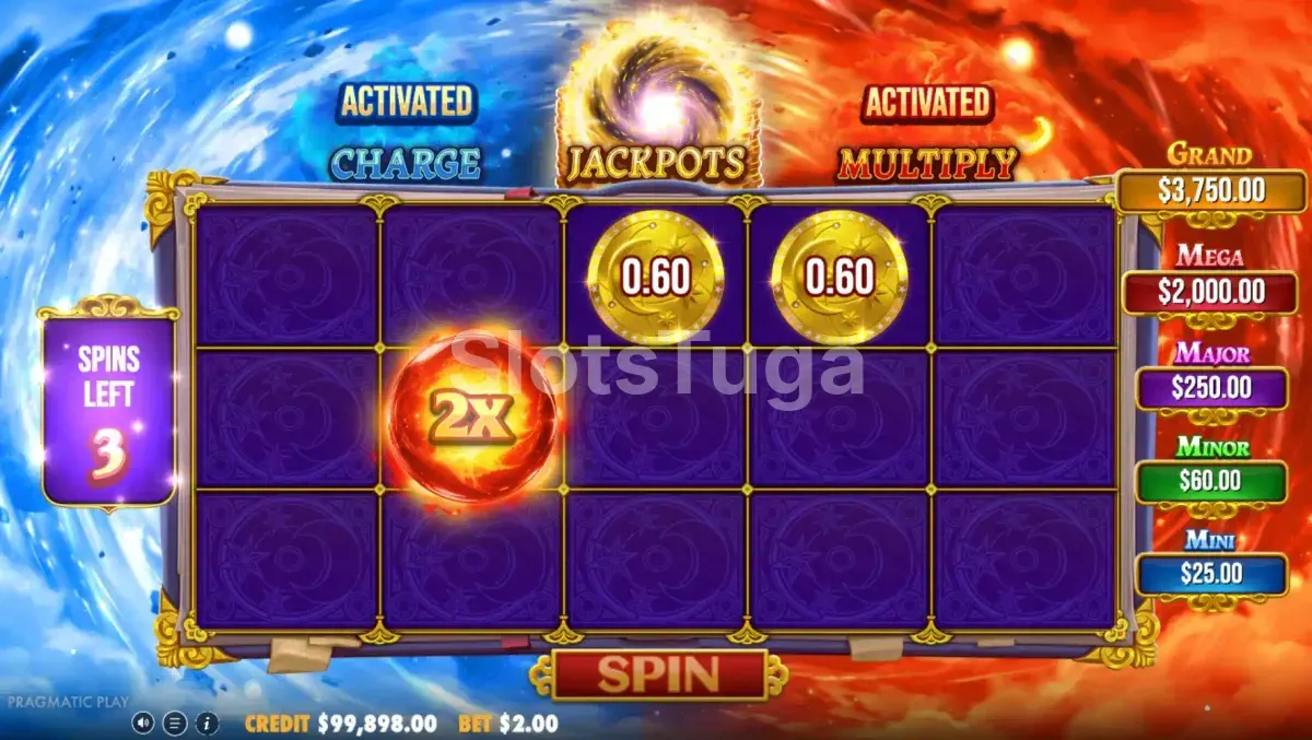Rodada de respins bônus do Spellmaster com símbolos de dinheiro na grade