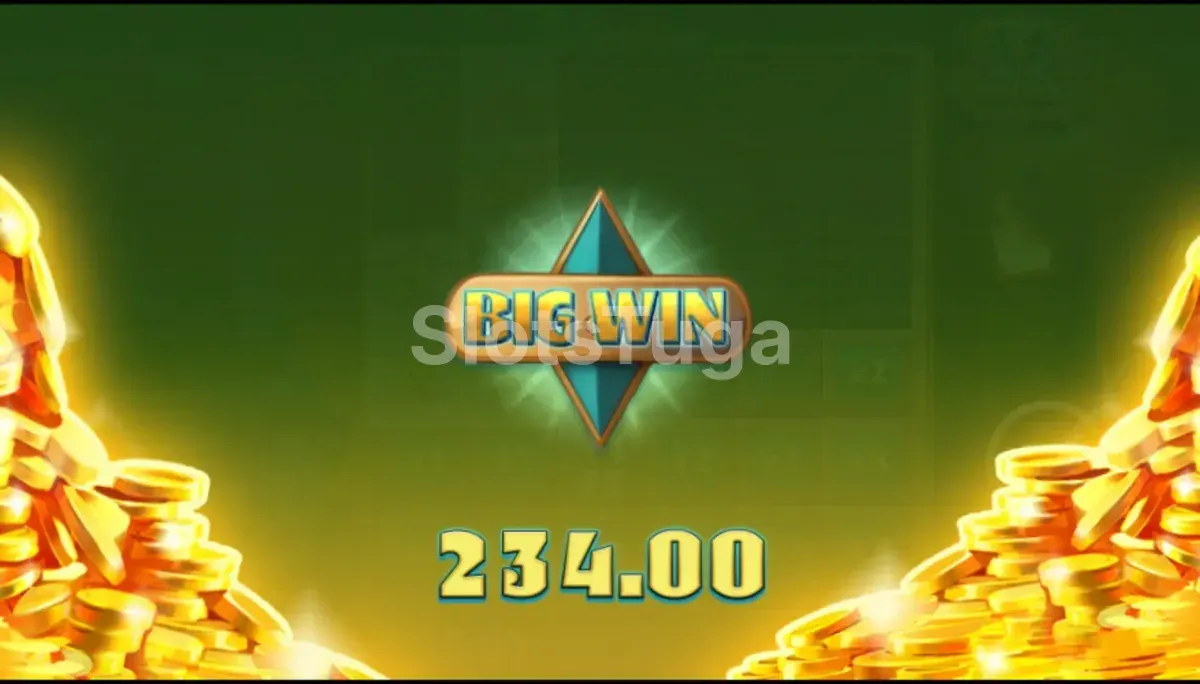 Tela de grande ganho (big win) exibida durante partida na Sphinx Treasure
