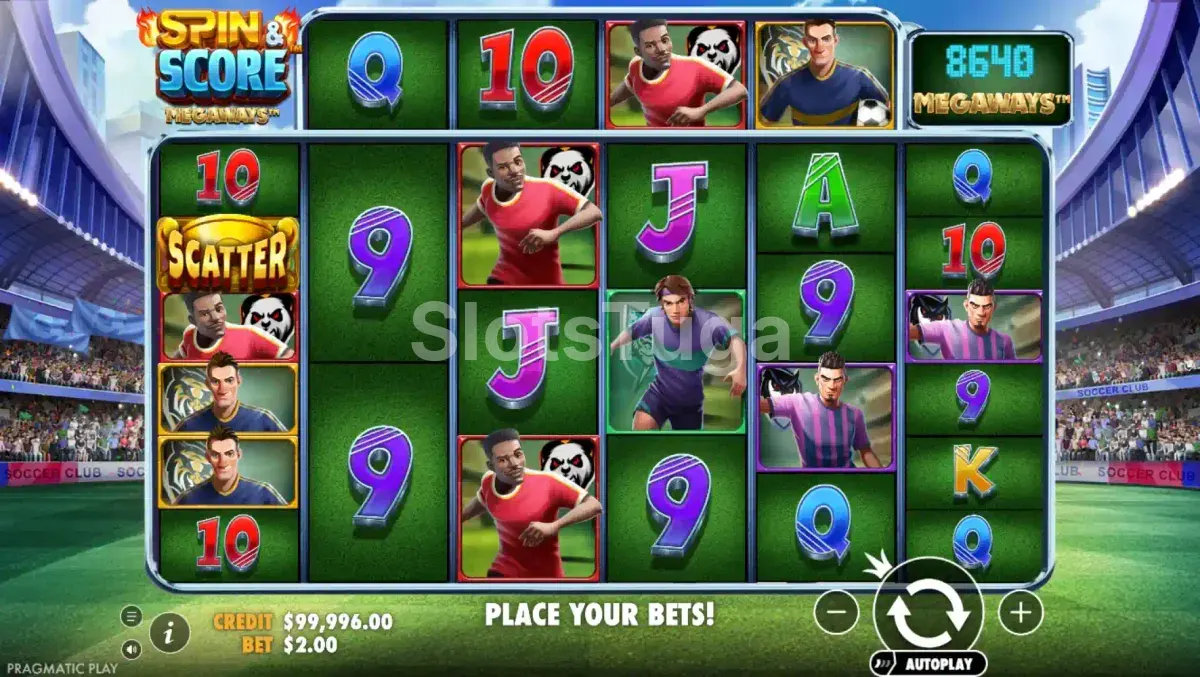 Rodada de bônus da Spin & Score Megaways com multiplicador ativo