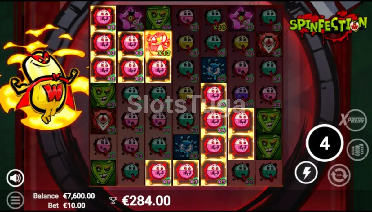 Rodada de giros grátis da Spinfection com multiplicadores ativos