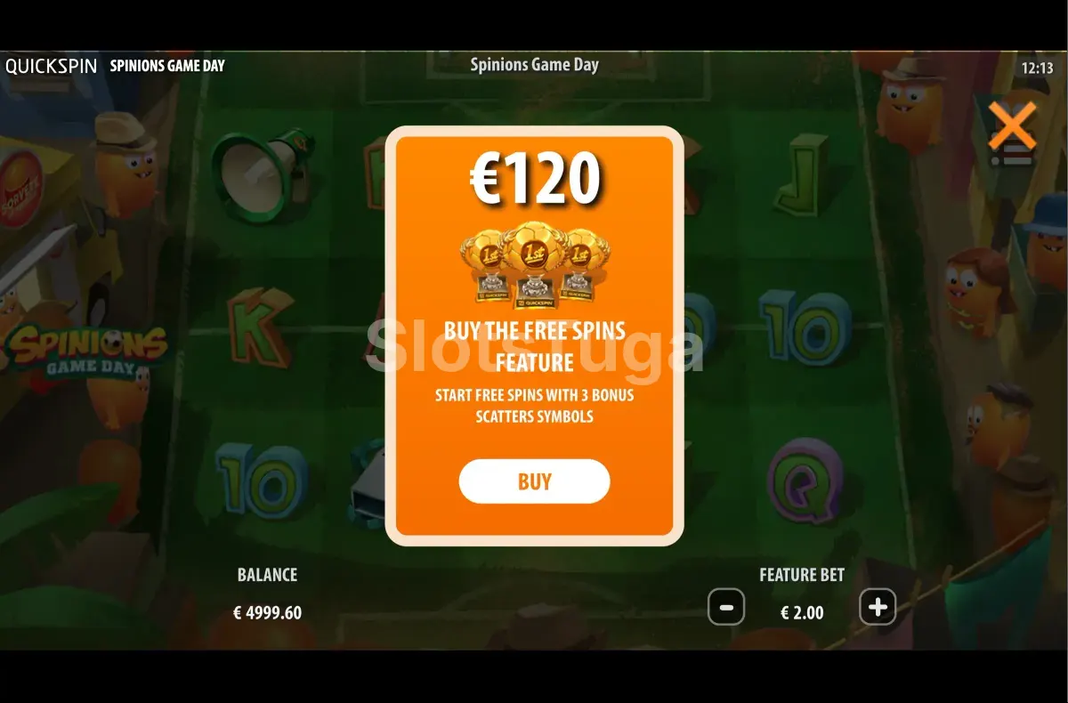 Opção de compra de bônus na Spinions Game Day da Quickspin