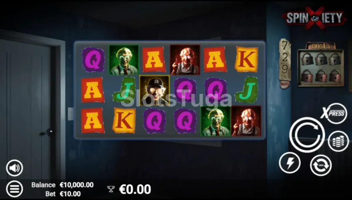 Jogo base da Spinxiety com os 6 rolos em ação