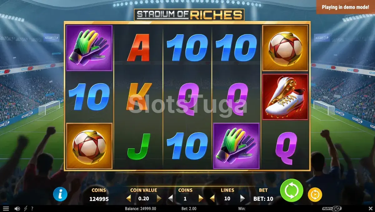 Rodada de giros grátis do Stadium of Riches com símbolo expansivo ativo