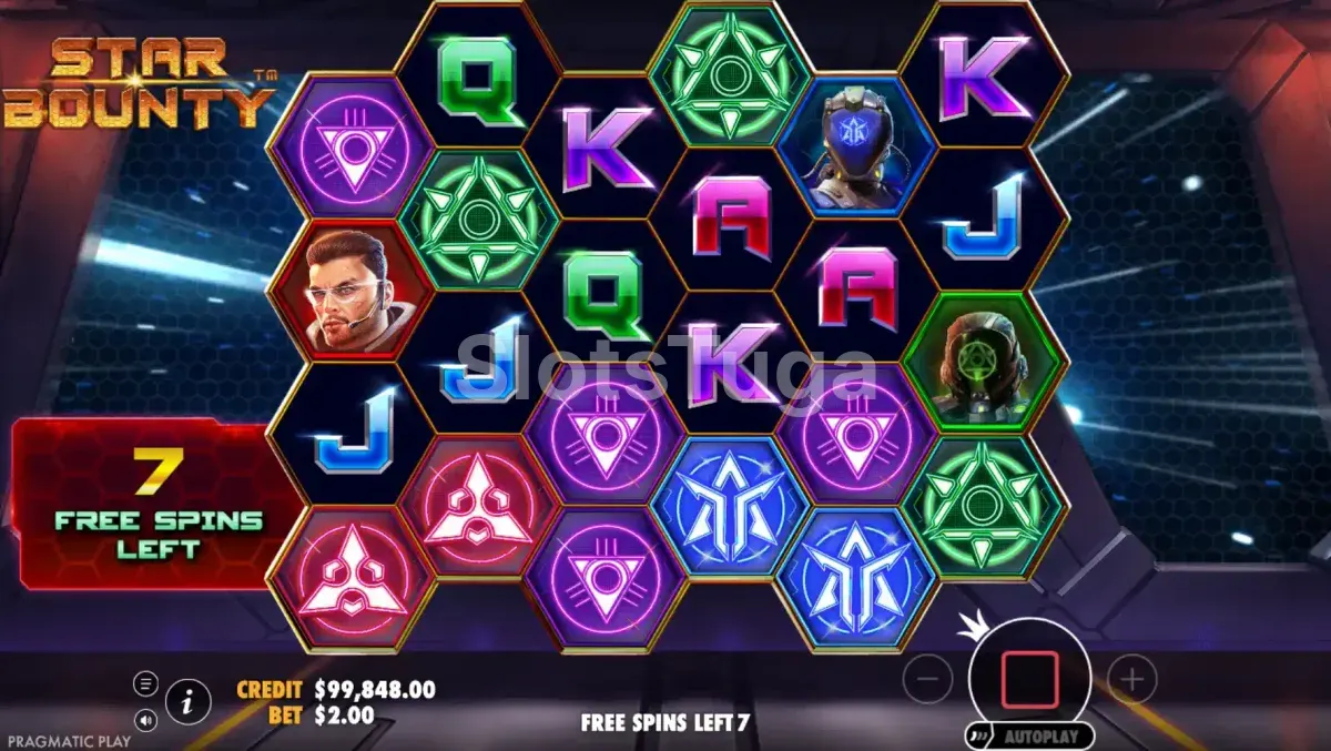 Tela de rodadas grátis da Star Bounty com multiplicadores de wild ativos