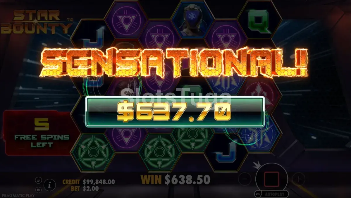 Tela de grande vitória na Star Bounty com multiplicadores empilhados