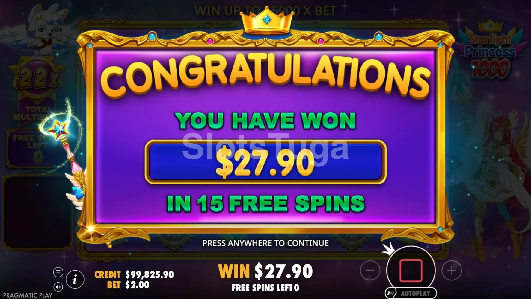 Grande vitória registrada na Starlight Princess 1000 com multiplicador alto