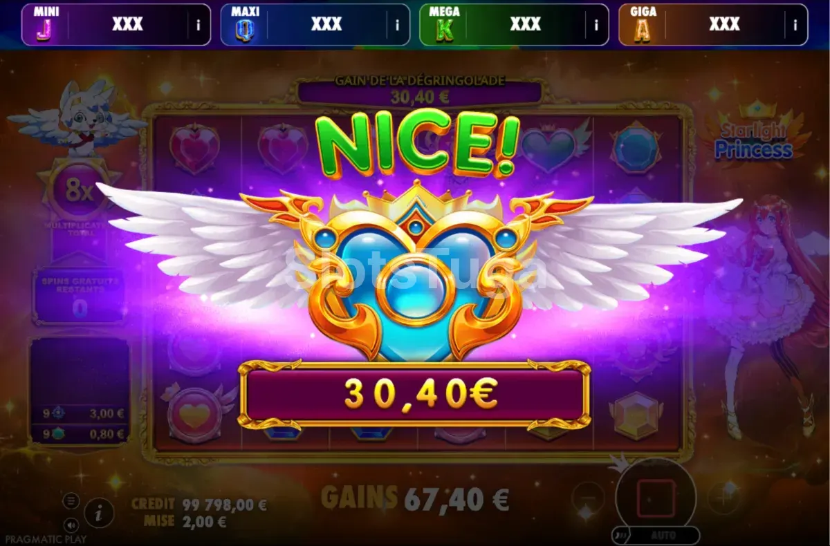 Grande ganho em Starlight Princess Oranje Jackpot com multiplicador aplicado