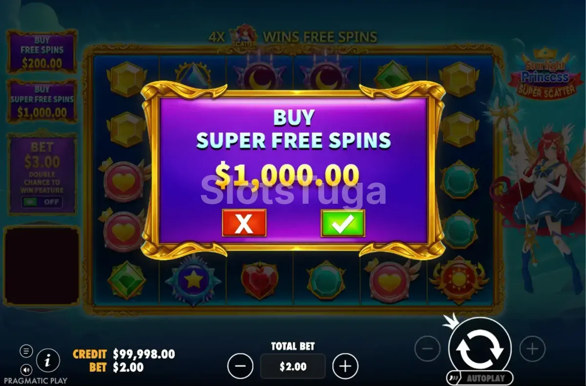 Opção de compra de bônus na Starlight Princess Super Scatter