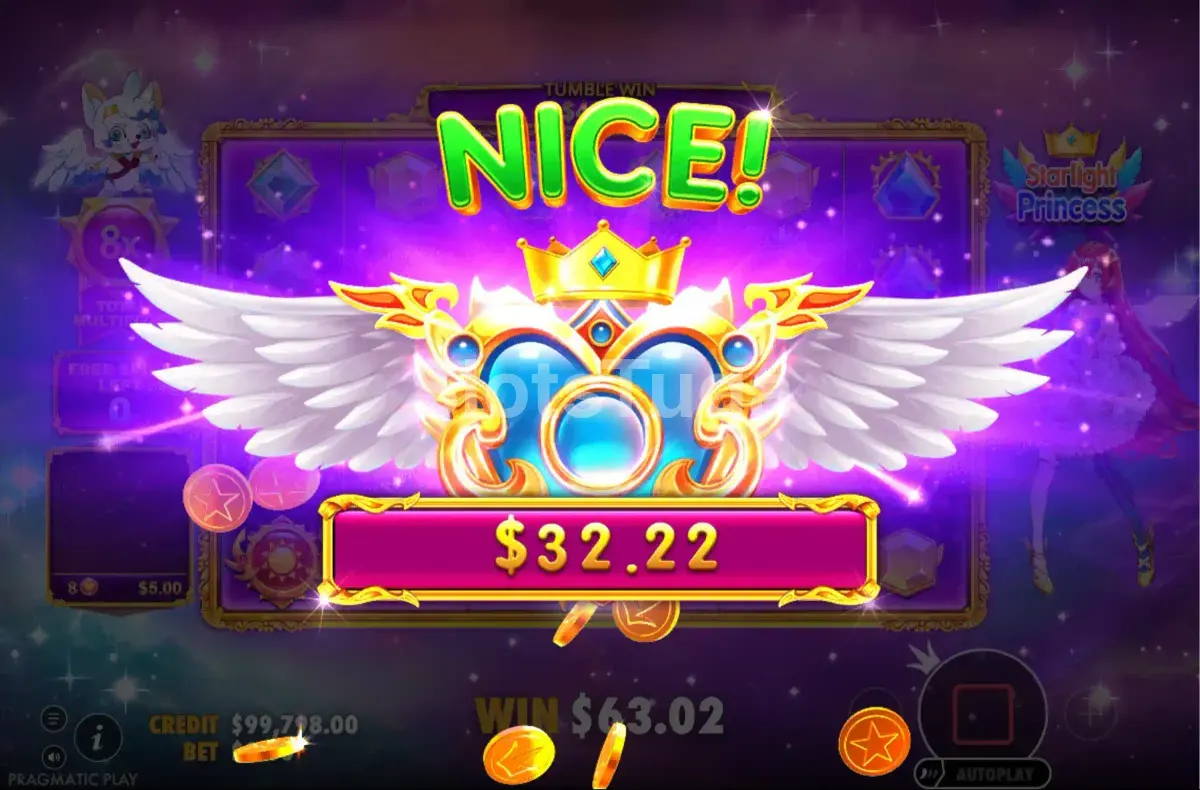 Grande prémio em Starlight Princess durante o bónus