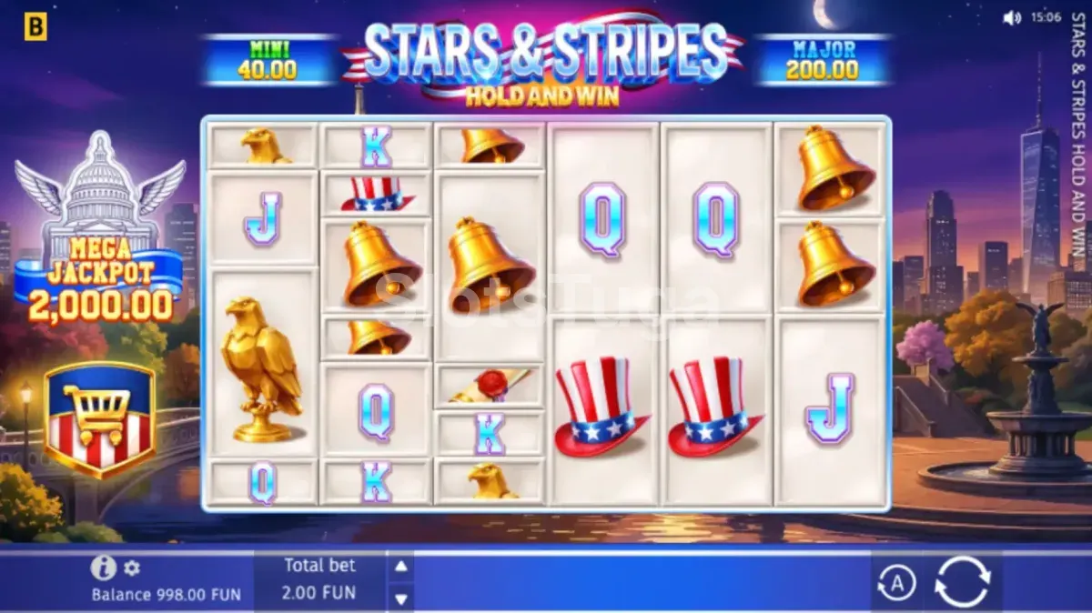 Jogo base da Stars & Stripes Hold and Win com tema americano patriótico